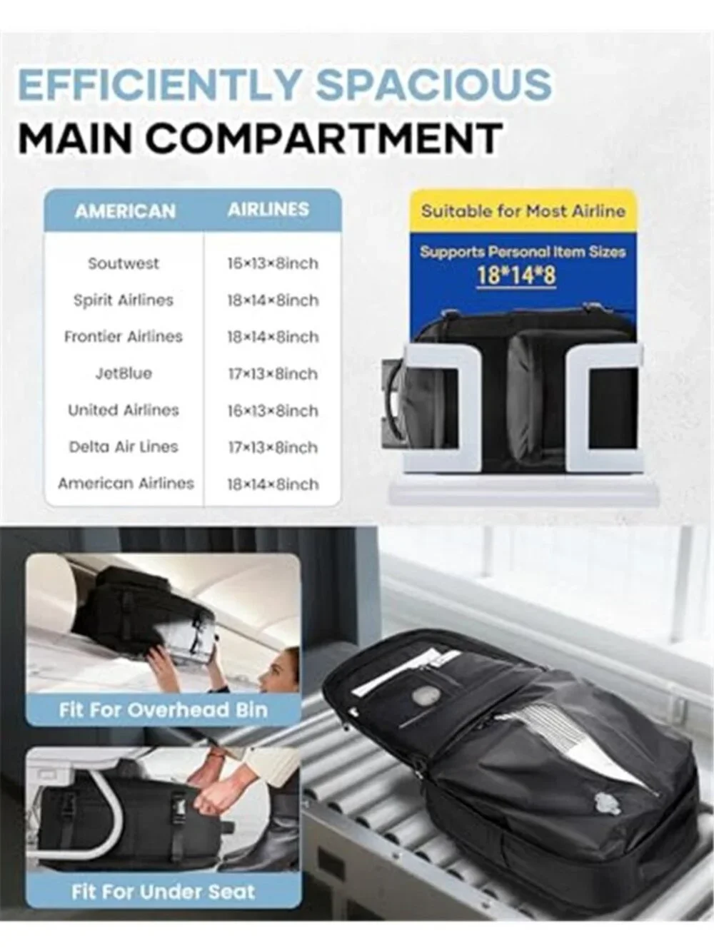 Vacuum Compression Travel Backpack Carry On Airline Approved Waterproof 40L Bag